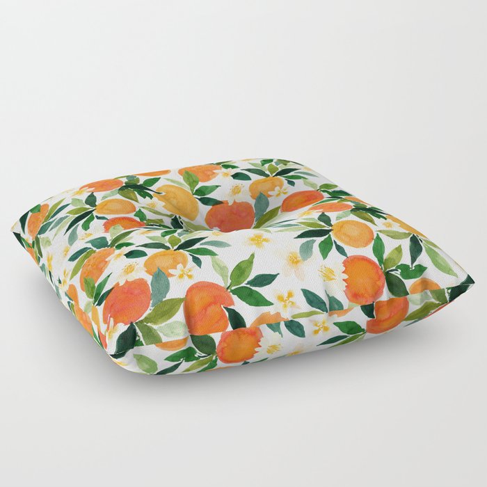 ORANGE INTOXICATION Citrus Pattern Floor Pillow