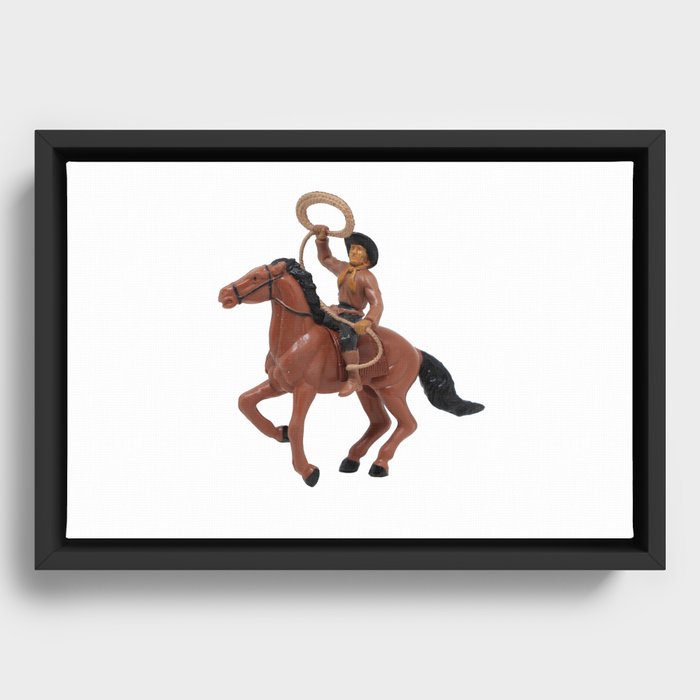 Cowboy Rodeo Roper horse and rider Framed Canvas