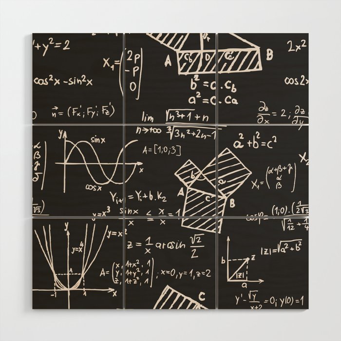 Math Chalkboard Pattern Wood Wall Art