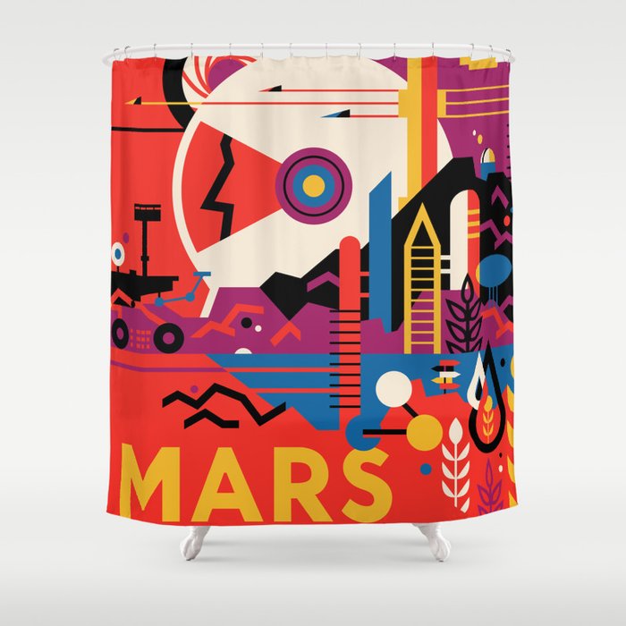 Retro Mars Vacation Ad from NASA Shower Curtain