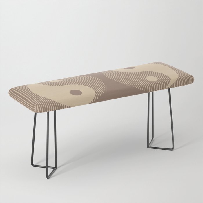 Geometric Lines Ying and Yang XV in Dark Brown Beige Bench