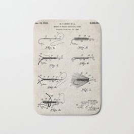 Fly Fishing Patent - Fisherman Art - Antique Bath Mat