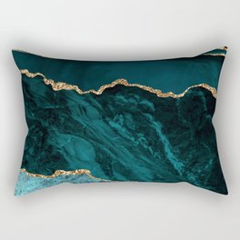 Teal Blue Emerald Marble Landscapes Rectangular Pillow