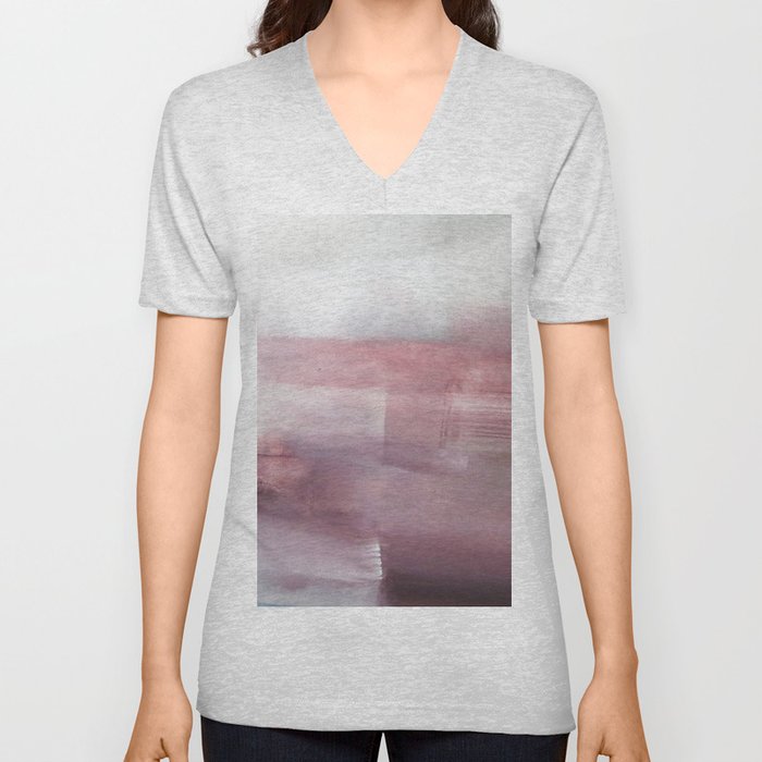 Pink and Grey Abstract Art Painting. Modern art V Neck T Shirt