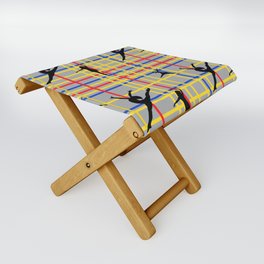 Dancing like Piet Mondrian - New York City I. Red, yellow, and Blue lines on the grey background Folding Stool