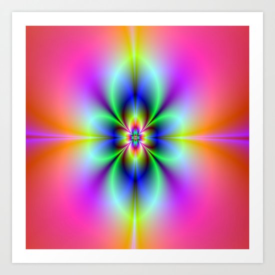 Flower in Neon Art Print