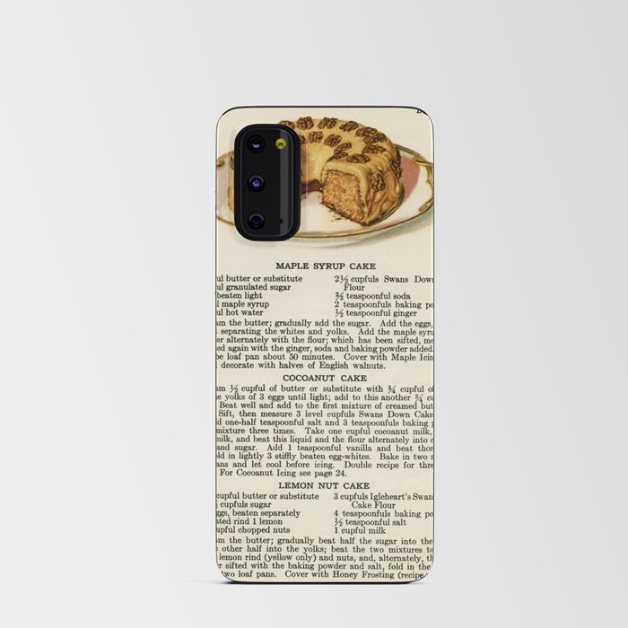 Vintage Recipe Maple Syrup Cake and Illustration Android Card Case