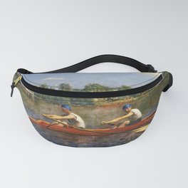 Boston's Head of the Charles River Regatta crew rowing sculling Biglin Brothers racing boats landscape masterpiece by Thomas Eakins Boston's Head of the Charles Regatta Fanny Pack