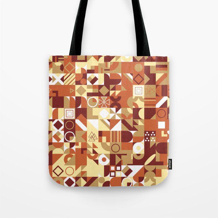 Orange, Yellow, White Colorful Minimalist Geometric Design Gift Pattern Art Print Tote Bag