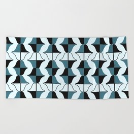 Whale Song Midcentury Modern Vintage Arcs Abstract Beach Towel