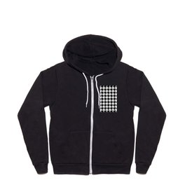 Classical Black And White Houndstooth Pattern Zip Hoodie