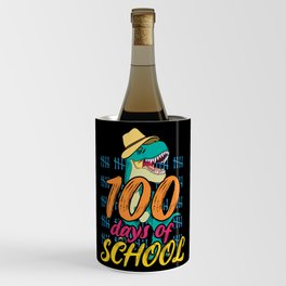 Days Of School 100th Day 100 Raptor Dinosaur Wine Chiller