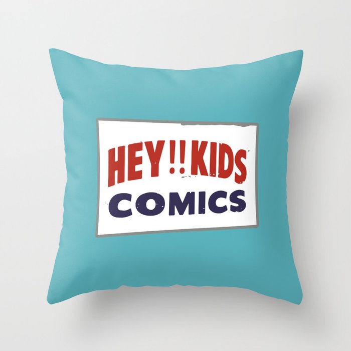 Hey Kids! Comics Spinner Rack Sign Throw Pillow