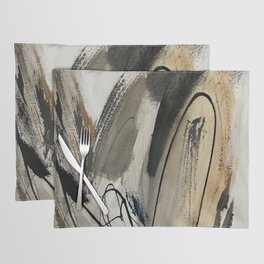 Drift [5]: a neutral abstract mixed media piece in black, white, gray, brown Placemat