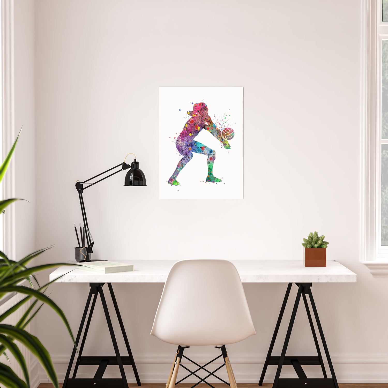 Volleyball Girl Watercolor Print Girls Room Decor Volleyball