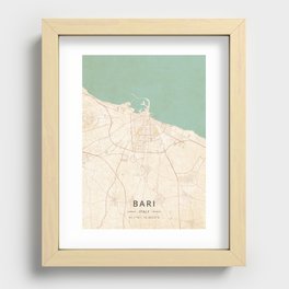 Bari, Italy - Vintage Map Recessed Framed Print