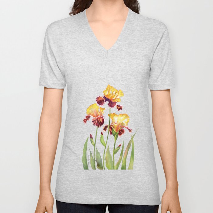 Iris Watercolor  V Neck T Shirt