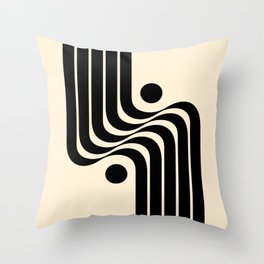 Abstraction_SUN_RIVER_STREAM_FLOW_BLACK_LINE_POP_ART_0430A Throw Pillow