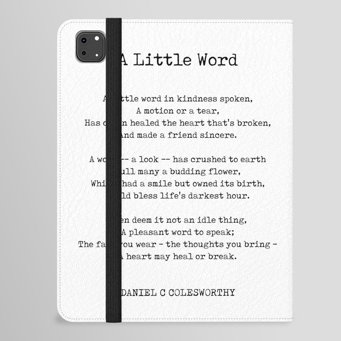 A Little Word - Daniel C Colesworthy Poem - Literature - Typewriter Print 2 iPad Folio Case