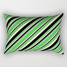 [ Thumbnail: Dark Grey, Lime Green, Light Yellow, and Black Colored Pattern of Stripes Rectangular Pillow ]