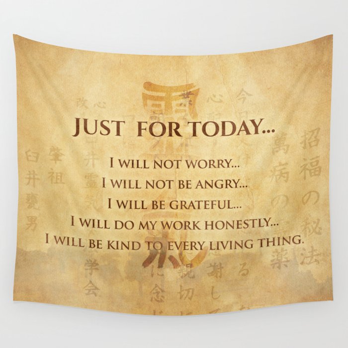 Reiki Principles - Reiki Precepts #5 Wall Tapestry