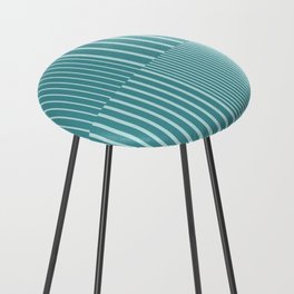 Stripes Pattern and Lines 15 in Teal Blue Green Counter Stool