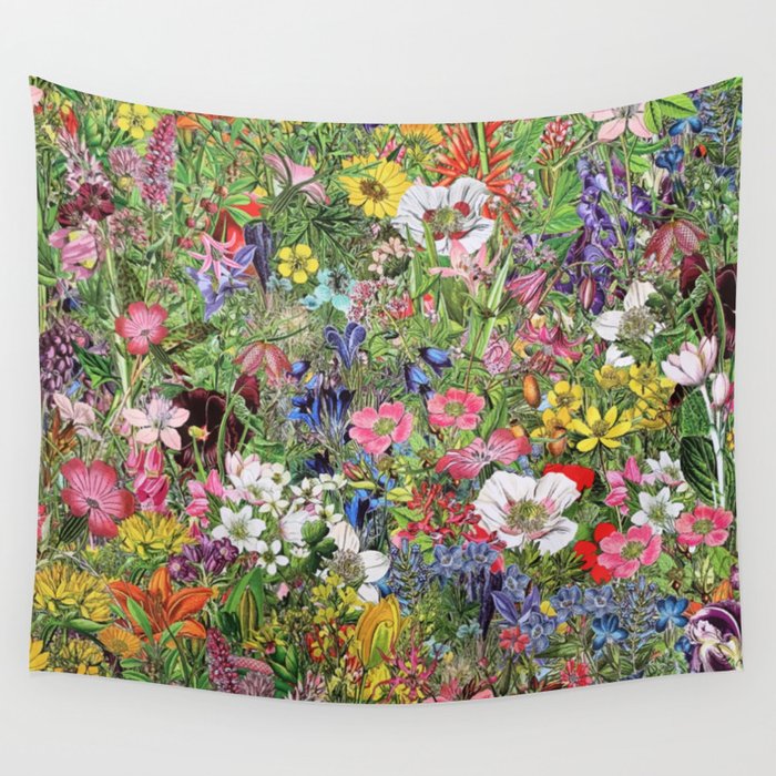 Botanical Bloom Nature Wildflower Wall Tapestry