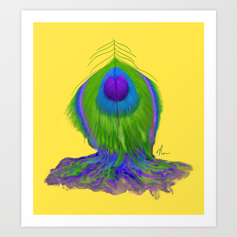 Melting Peacock Feather Concept Painting Art Print By