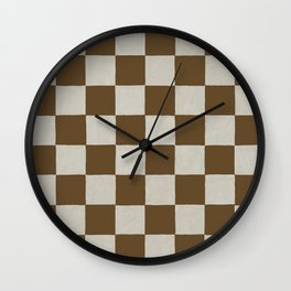 checkerboard hand-painted-leather brown Wall Clock