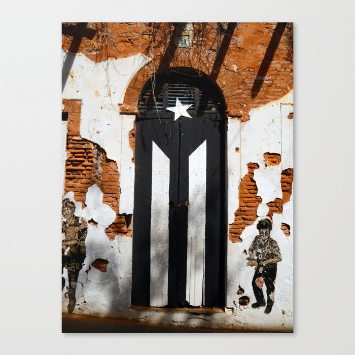 Puerto Rico Black flag Canvas Print