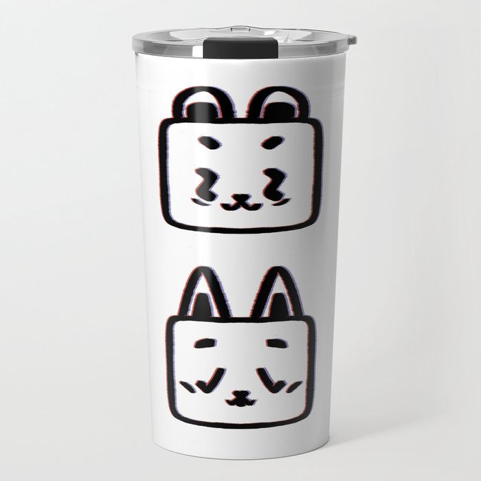 Animals pattern graphic bear and cat illustration white background Travel Mug