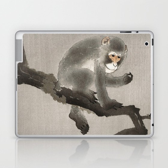 Monkey sitting on persimmon tree - Vintage Japanese Woodblock Print Laptop & iPad Skin