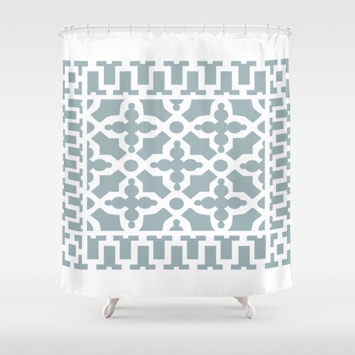 Kirkbride Victorian Ventilation Grille Design Pale Blue Shower Kirkbride Victorian Ventilation Grille Design Pale Blue Shower Curtain