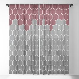 Honeycomb Red Gray Grey Hive Sheer Curtain