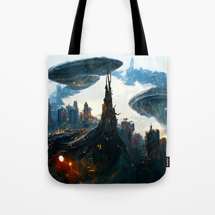 Postcards from the Future - Alien Metropolis Tote Bag
