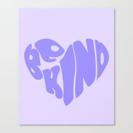 80s BeKind Purple Typography Heart Canvas Print