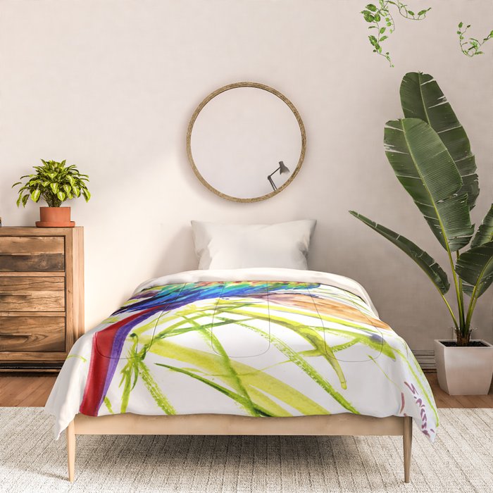 Parrot Scarlet Macaw Tropical Birds Jungle Red Green Blue Bright Colored Tropical Artwork Comforters By Sureart Society6