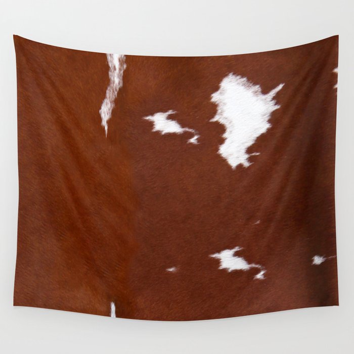 Leather Brown Cowhide Print Wall Tapestry