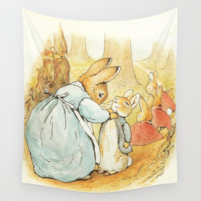 Ms Rabbit Says Goodbye Beatrix Potter Wall Tapestry