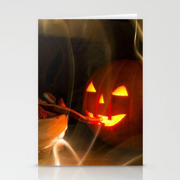 Halloween Pumpkin Head Jack O Lantern Eating Mummy Brains Stationery Cards
