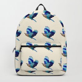 Flying Blue Indian Roller Bird Backpack