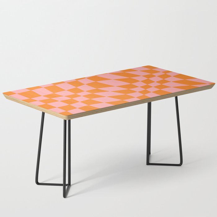 Warped Checkered Pattern (orange/pink) Coffee Table