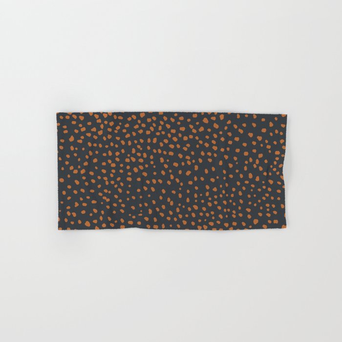 Wild animal print cheetah spots and dots copper rust charcoal gray Hand & Bath Towel