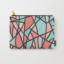 Abstract Triangle Pattern in Coral, Teal, Yellow and Black Carry-All Pouch
