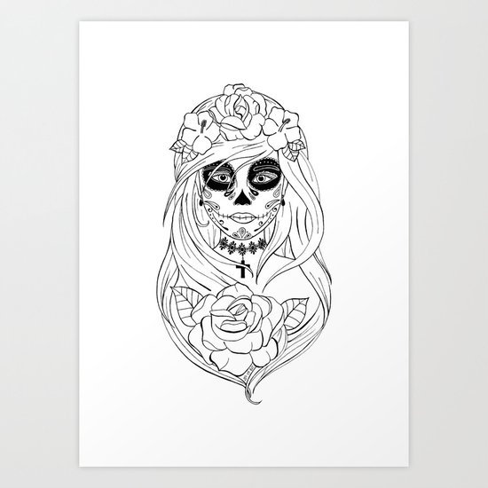 Santa Muerte NB Art Print