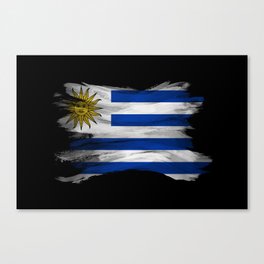 Uruguay flag brush stroke, national flag Canvas Print