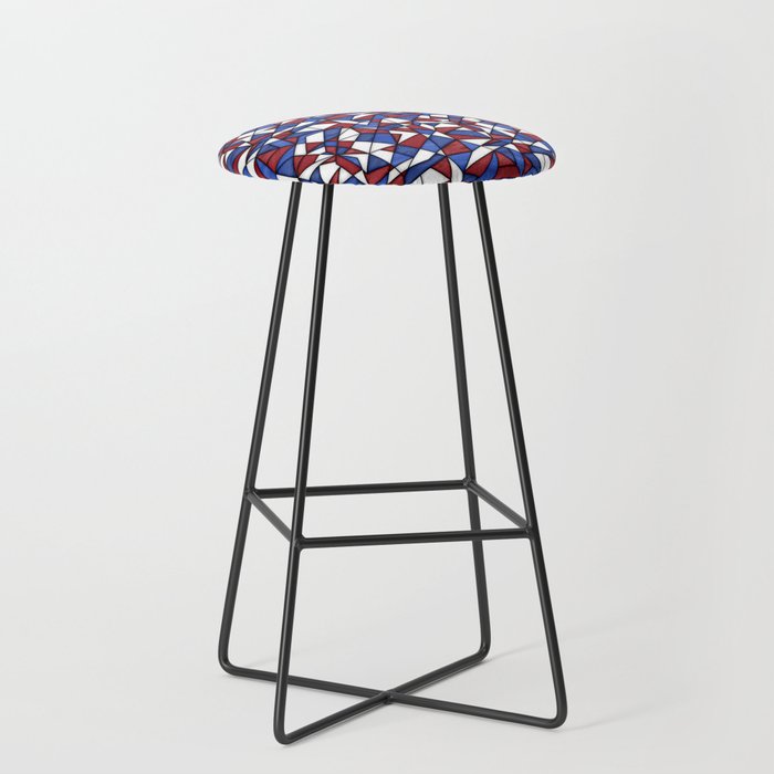 geometric pattern in stained glass style in blue, red and white colors Bar Stool