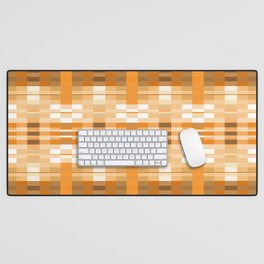 geometric symmetry pixel square pattern abstract background in brown Desk Mat