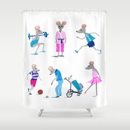 Funny painted sporty mice Shower Curtain