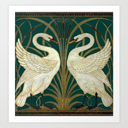 Walter Crane's Swan, Rush, Iris Art Print